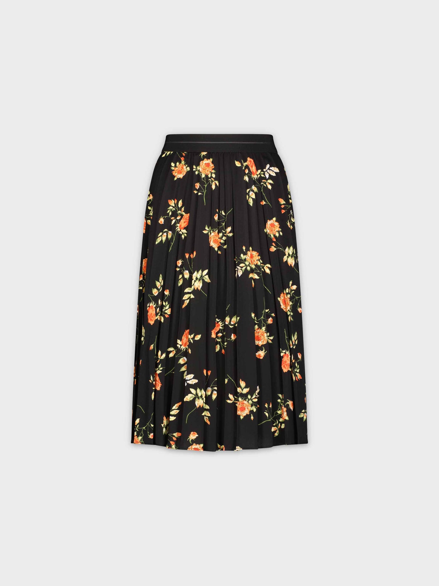 PRINTED PLEATED SKIRT 26&quot;-ORANGE FLORAL