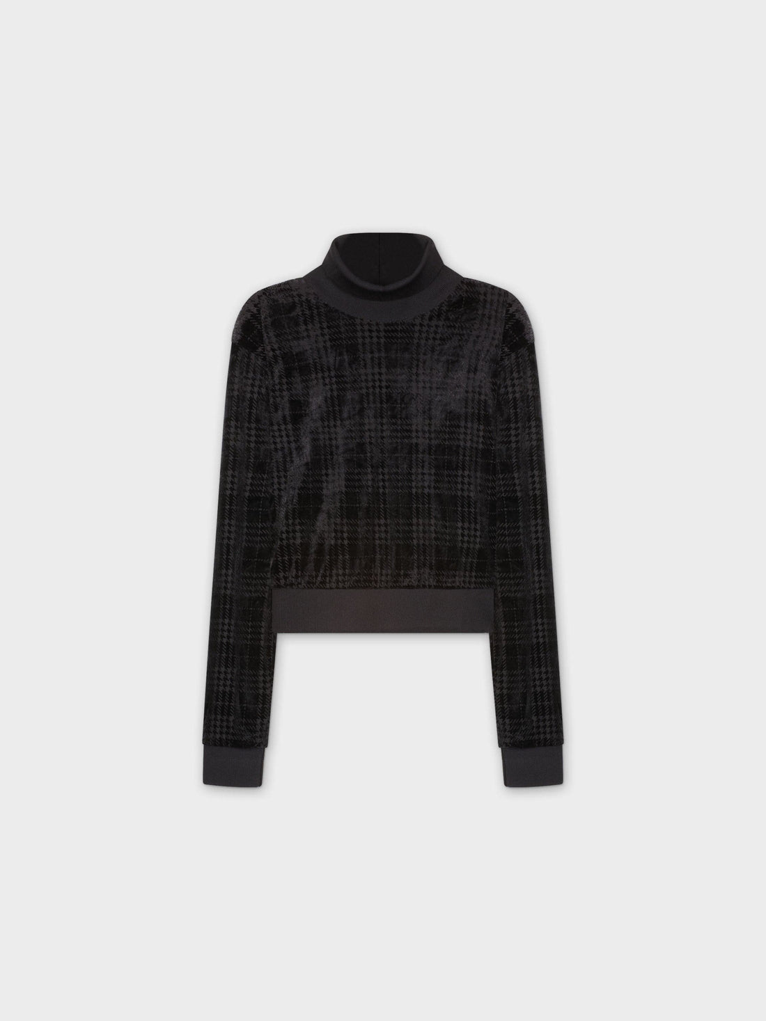 VELVET WAISTED TOP-BLACK HOUNDSTOOTH