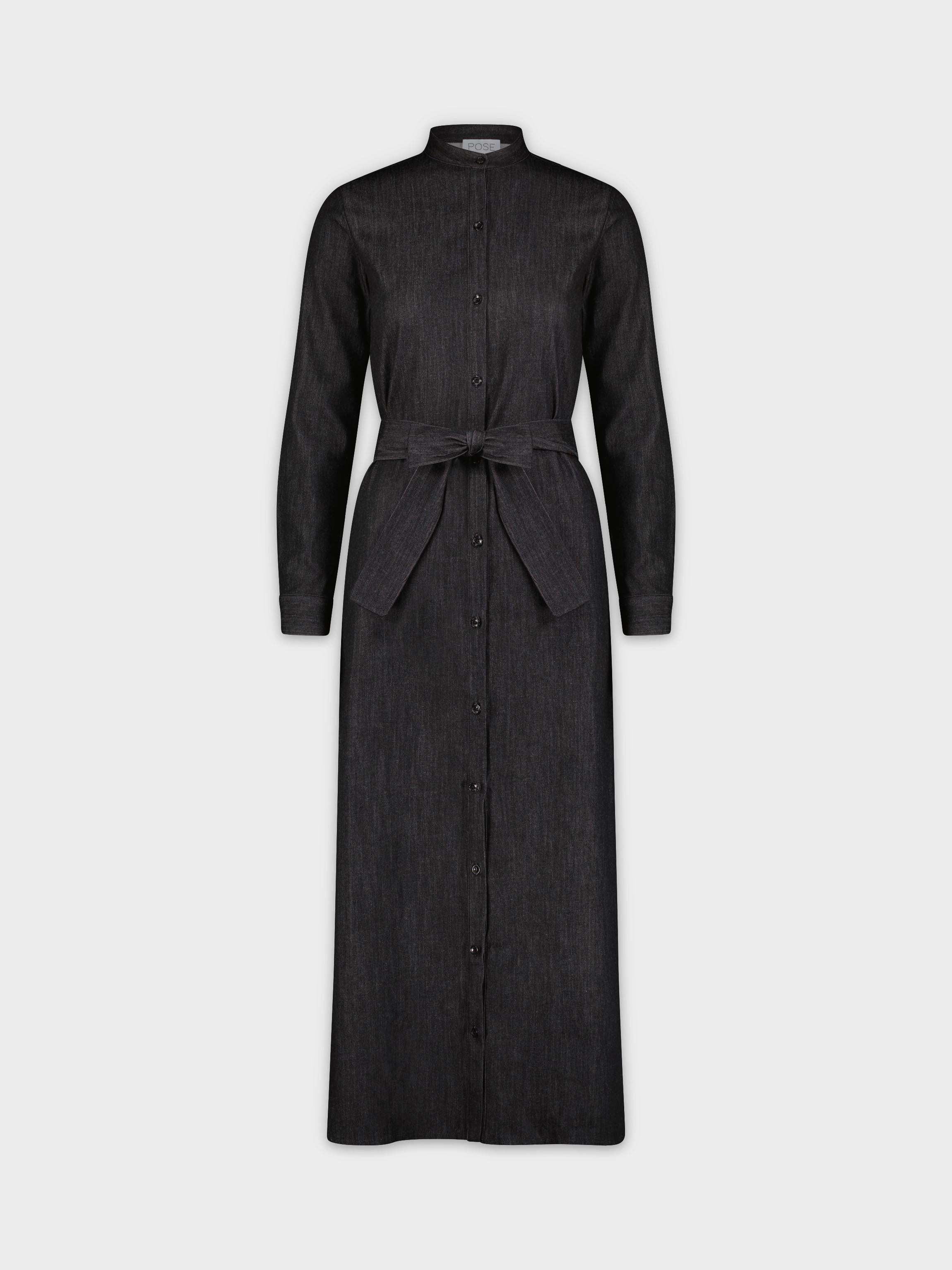 LONG SHIRTDRESS-BLACK DENIM