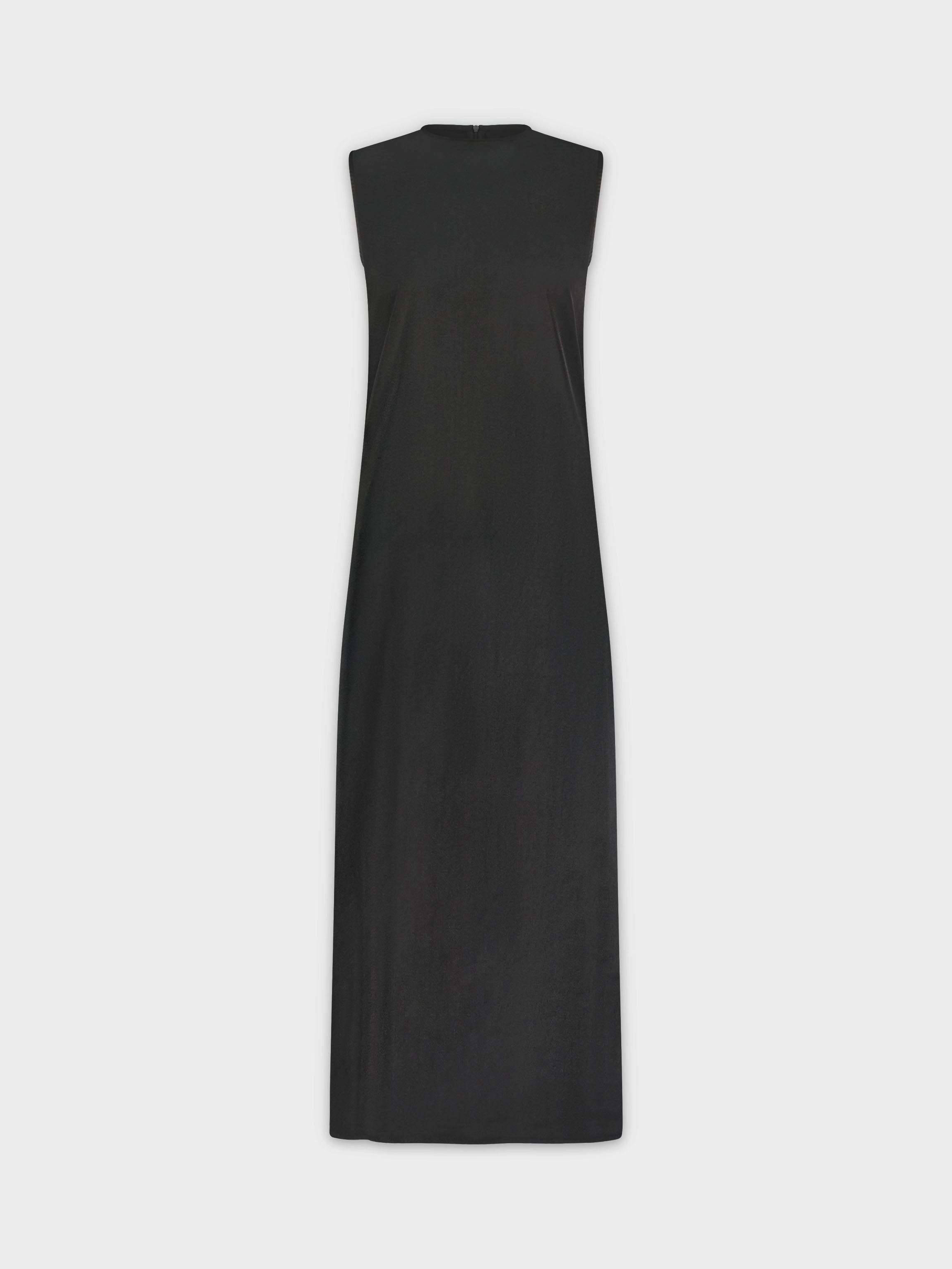 Sleeveless Satin Dress-Black