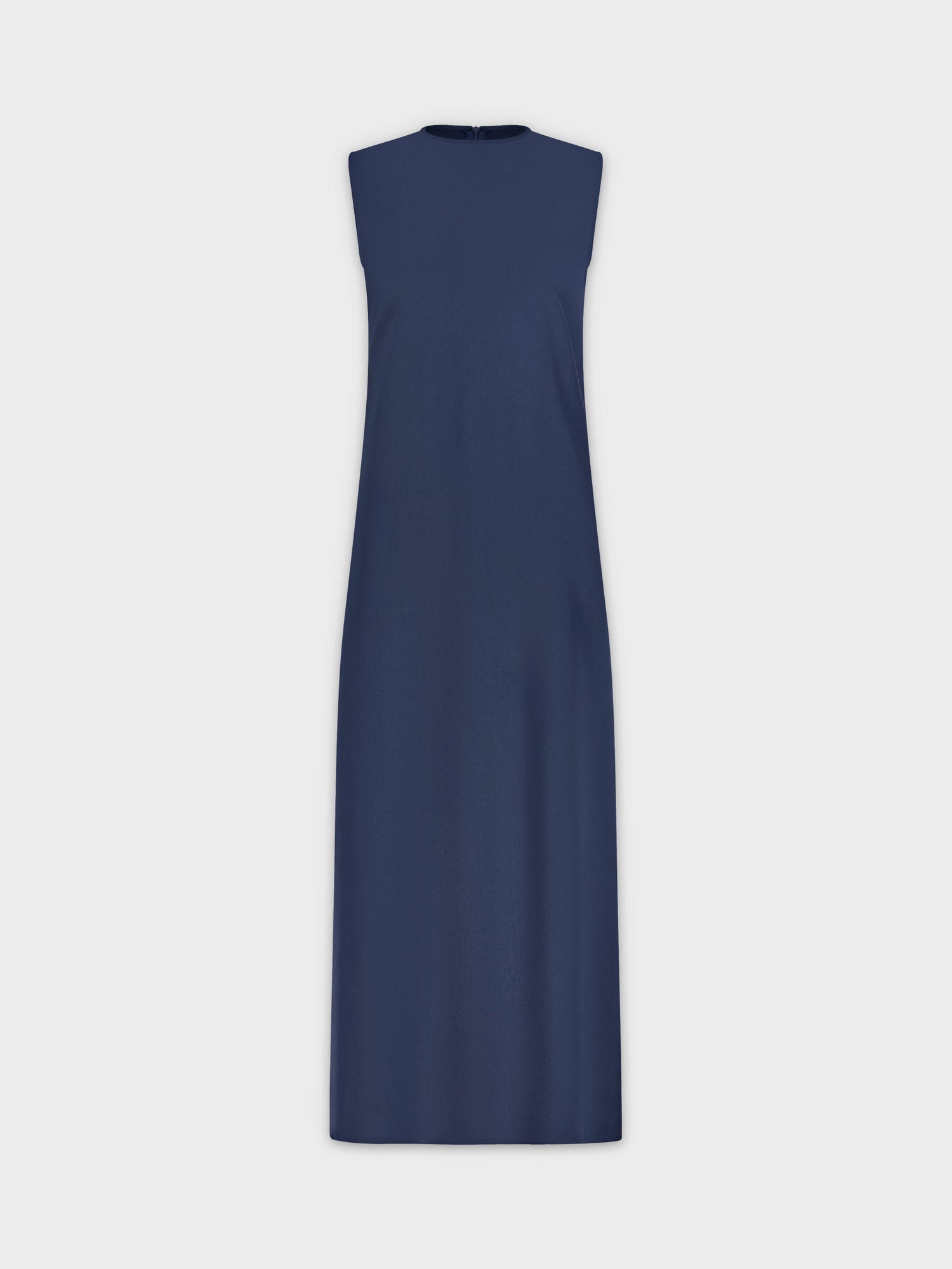 SLEEVELESS SATIN DRESS-NAVY