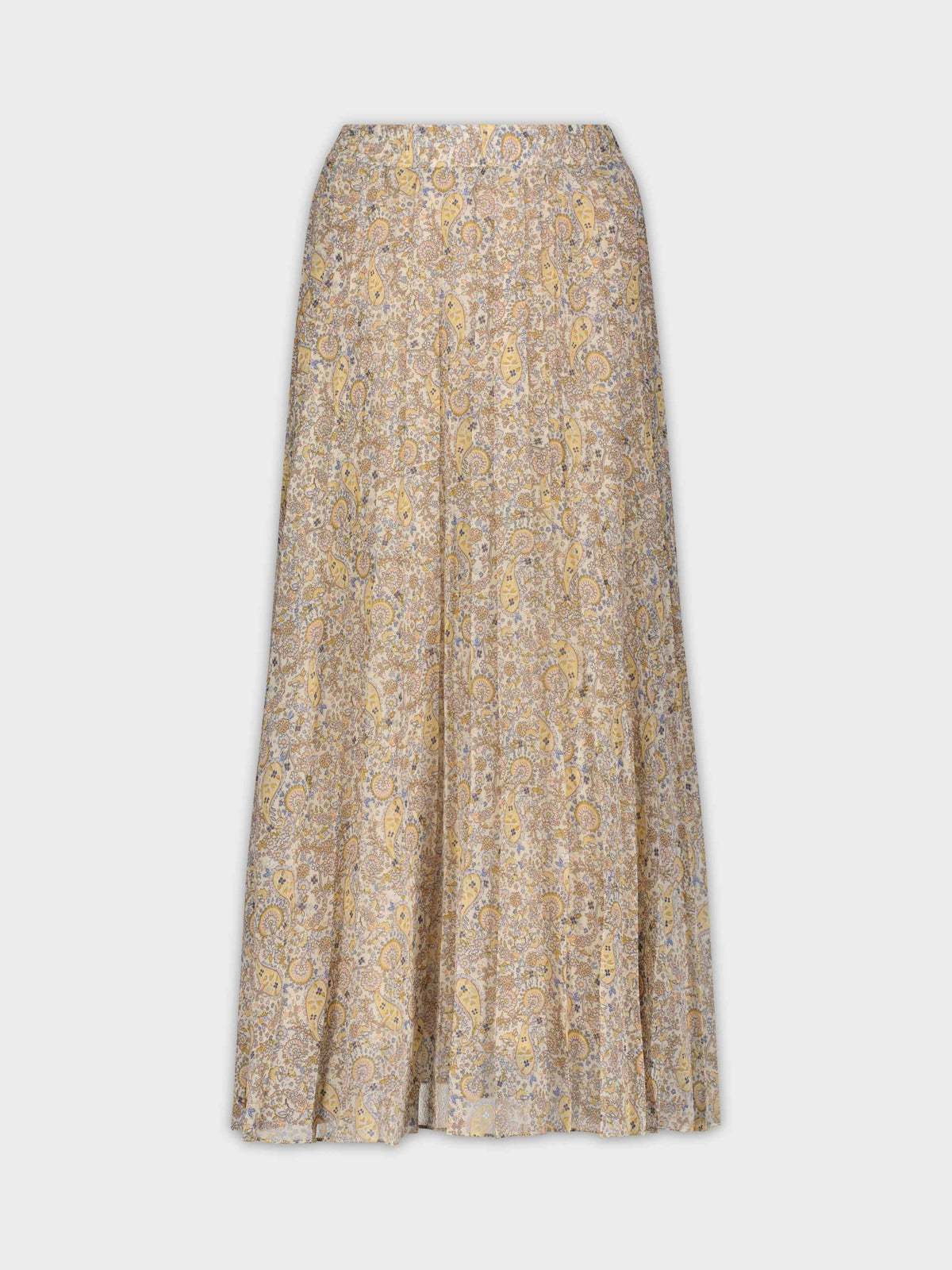 COVERED BAND PLEATED SKIRT 37"-TAN PAISLEY