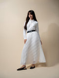 Perforated Pleated Skirt-White
