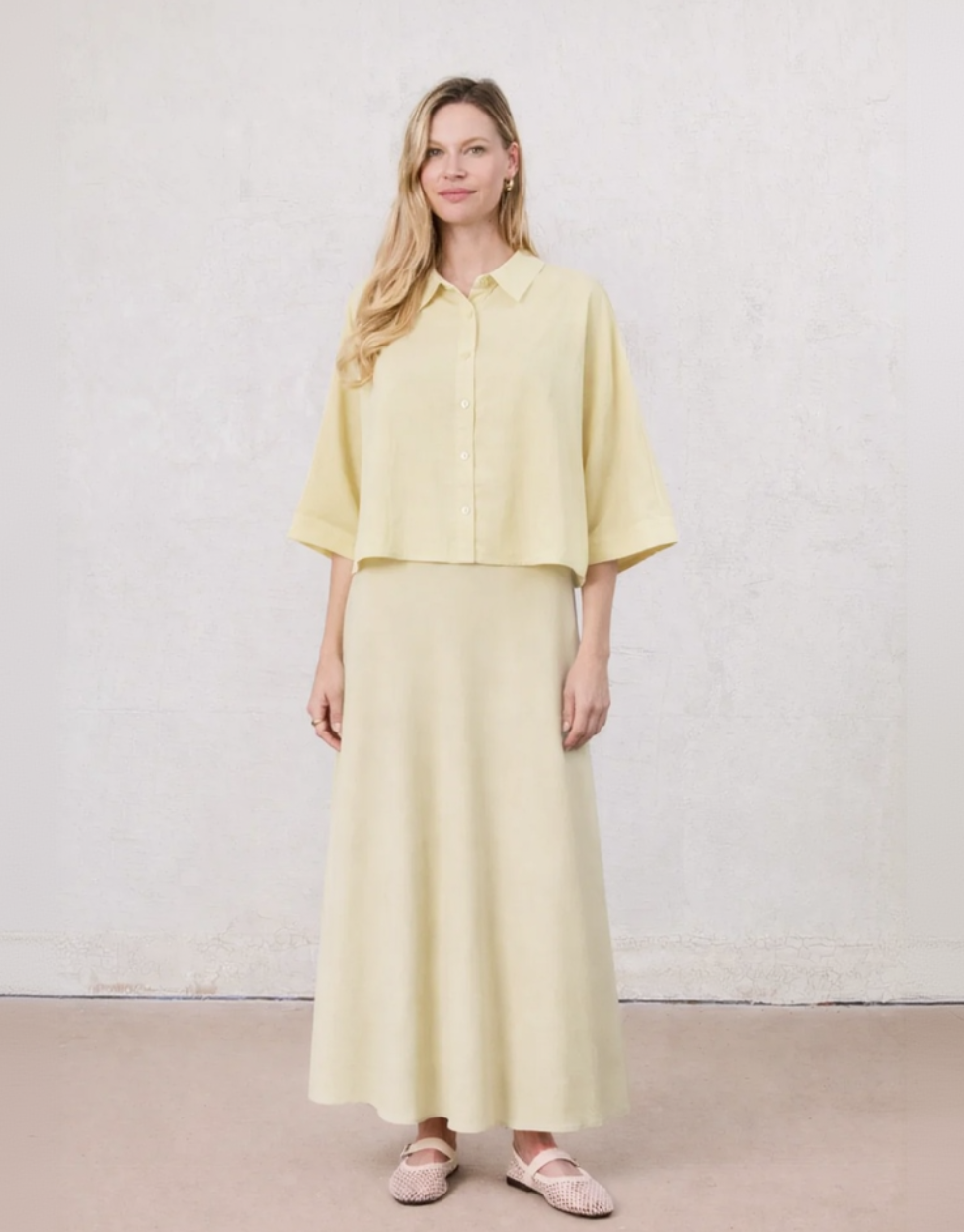 Crinkle Skirt 37"-Pale Yellow