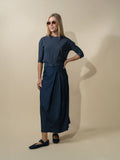 Pima Cotton Boxy Dolman Tee-Navy