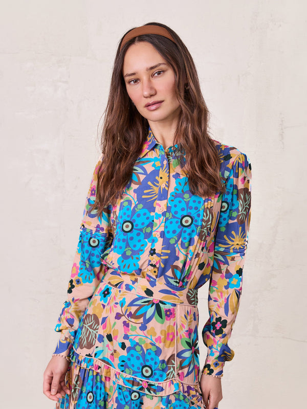 Pintuck Detail Blouse-Peach Craze