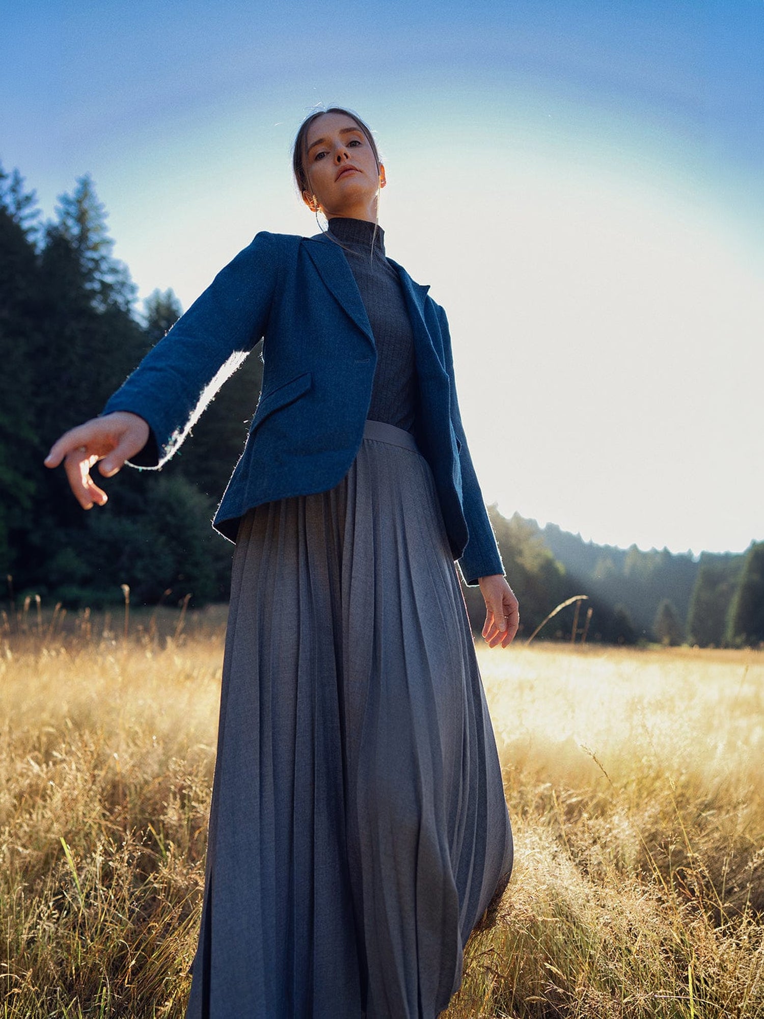 Pleated Skirt 37"-Dark Grey