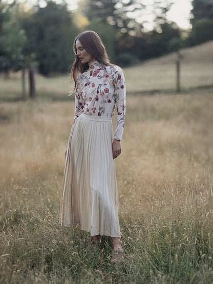 Pleated Skirt 37"-Ivory