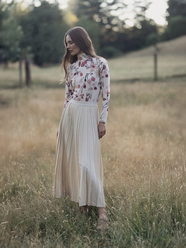 Pleated Skirt 37"-Ivory