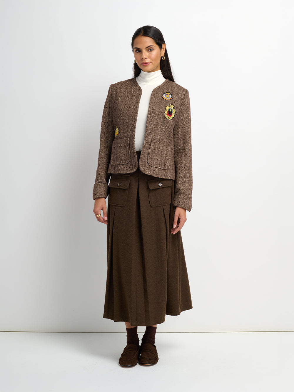 Plaid Boxy Jacket - Brown Plaid