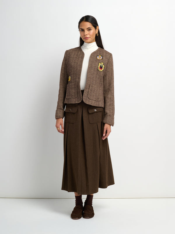 Plaid Boxy Jacket - Brown Plaid