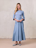 Pointed Yoke Dress Skirt-Blue