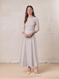 Pointed Yoke Dress Skirt-Ice Latte