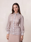 Princess Style Printed Blouse-Cream