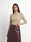 PRINTEDSTRETCH TEXTURED TURTLE NECK CREAM BURGUNDY DOTS