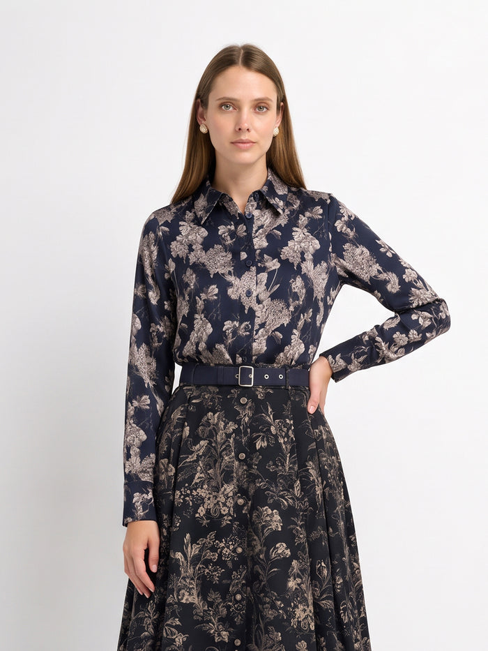 Printed Blouse - Navy Floral