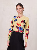Printed Cable Sweater-Vibrant Floral