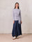 PRINTEDDENIM TRUMPET STYLE SKIRT DIAMOND WEAVE