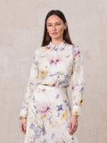 Printed Linen Blend Blouse-Scattered Flowers