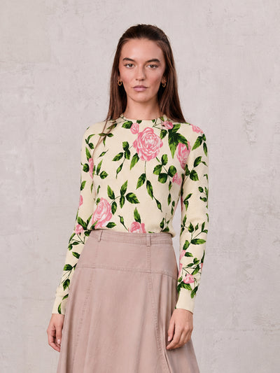 Printed Sweater-Cream Pop Floral