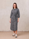 Puff Sleeve Denim Shirtdress-Black Wash