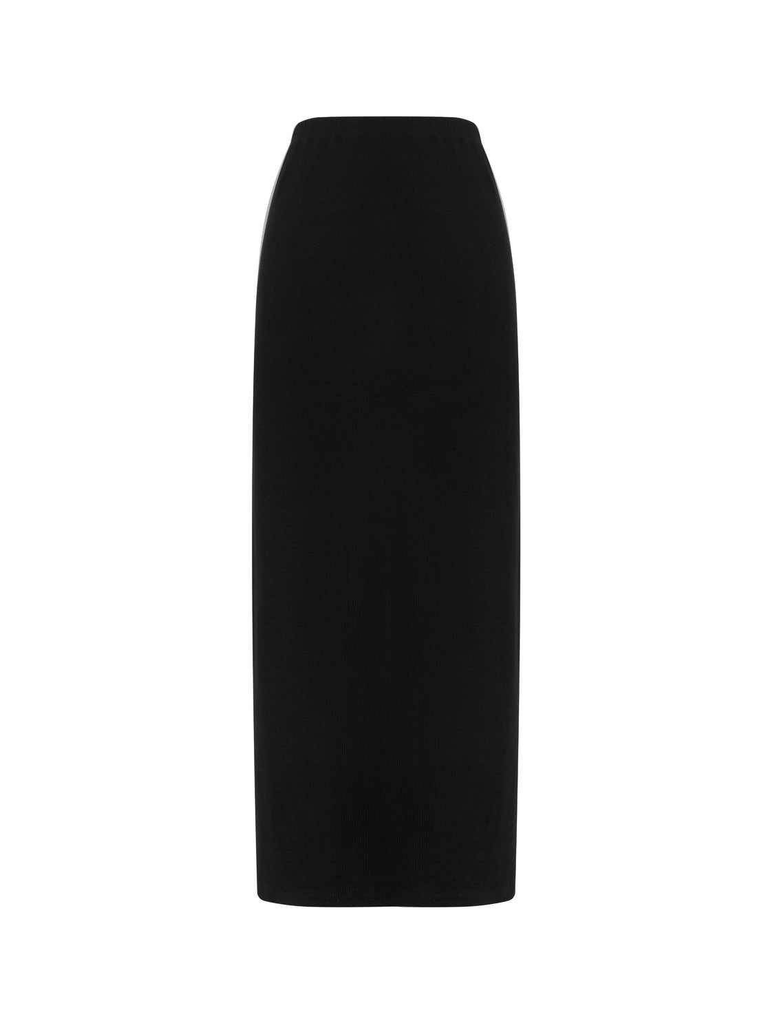 RIBBED KNIT MAXI SKIRT - BLACK