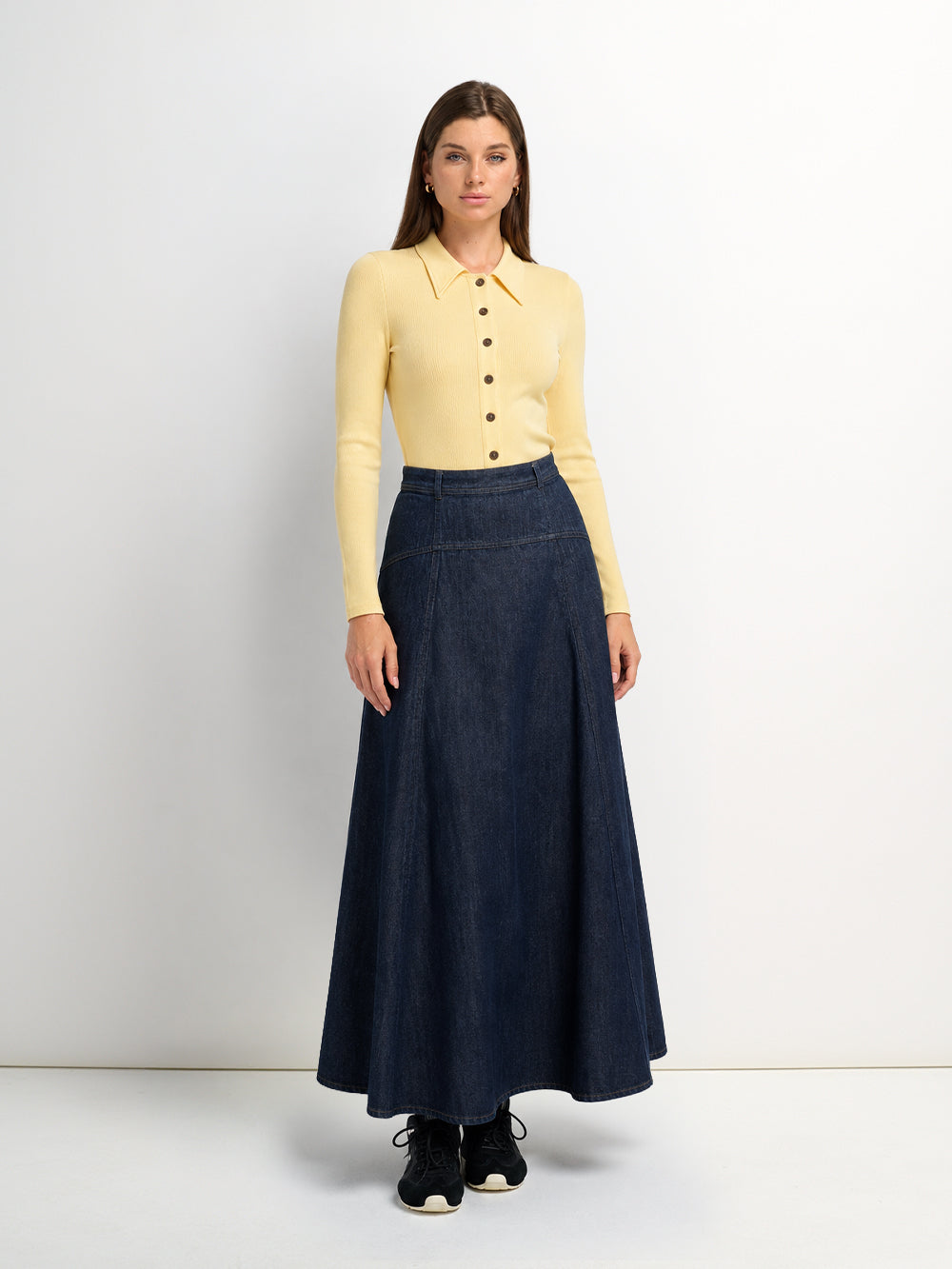 Ribbed Button Down Shirt-Butter Yellow