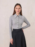 Ribbed Button Down Shirt-Heathered Grey