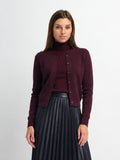 Knit Ribbed Turtleneck-Eggplant