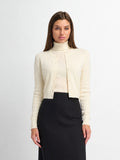 Ribbed Crew Neck Cardigan-Ivory
