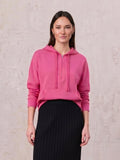 Ribbed Half Zip Hoodie Tee-Hot Pink