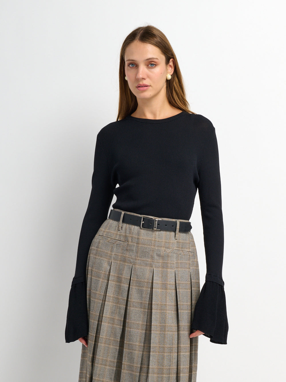 Ruffle Cuff Sweater - Black
