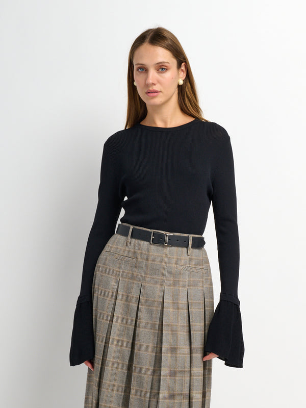 Ruffle Cuff Sweater - Black