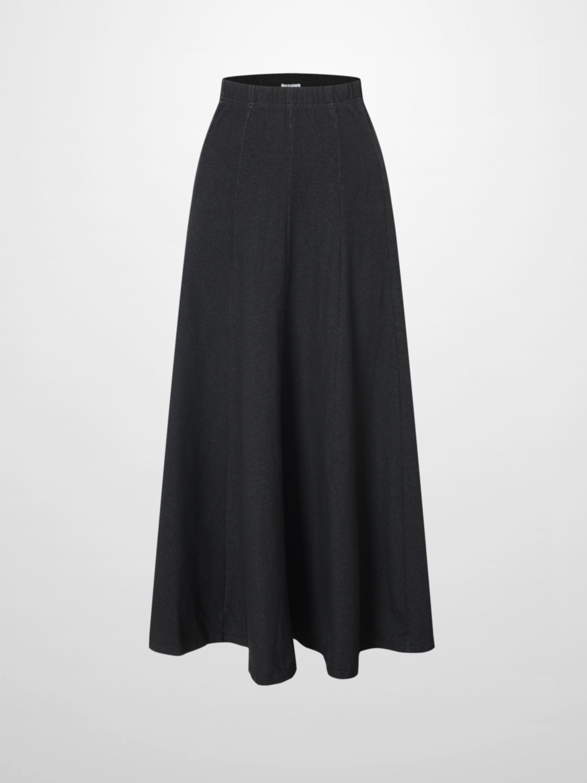 Paneled Flare Skirt 35&quot;-Solid Black