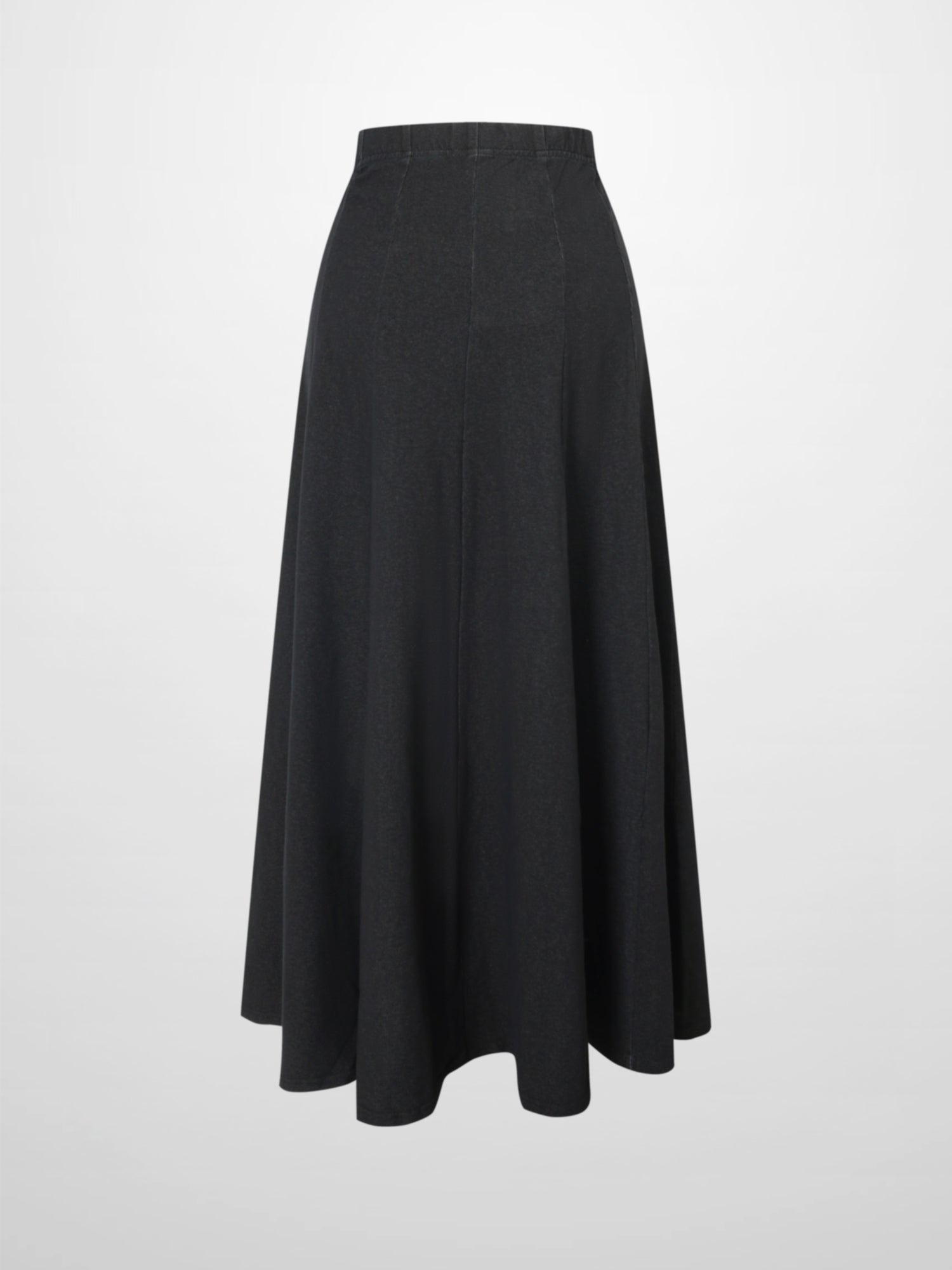 Paneled Flare Skirt 35&quot;-Solid Black
