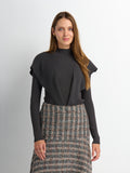 Side Ruffle Sweater - Grey