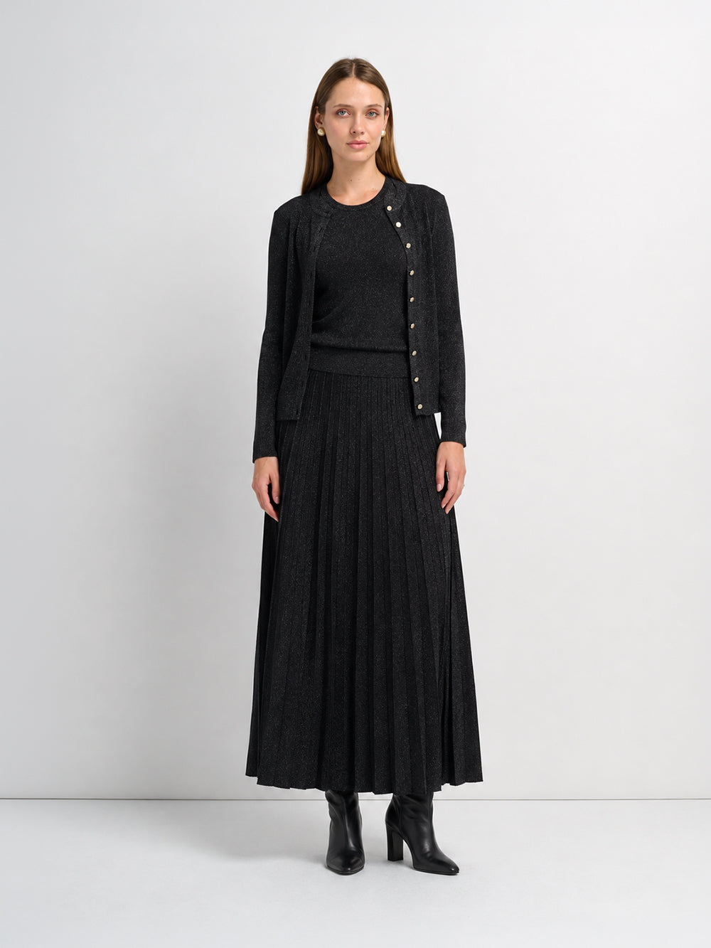 Lurex Sleeveless Top - Black