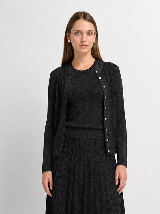 Lurex Sleeveless Top - Black