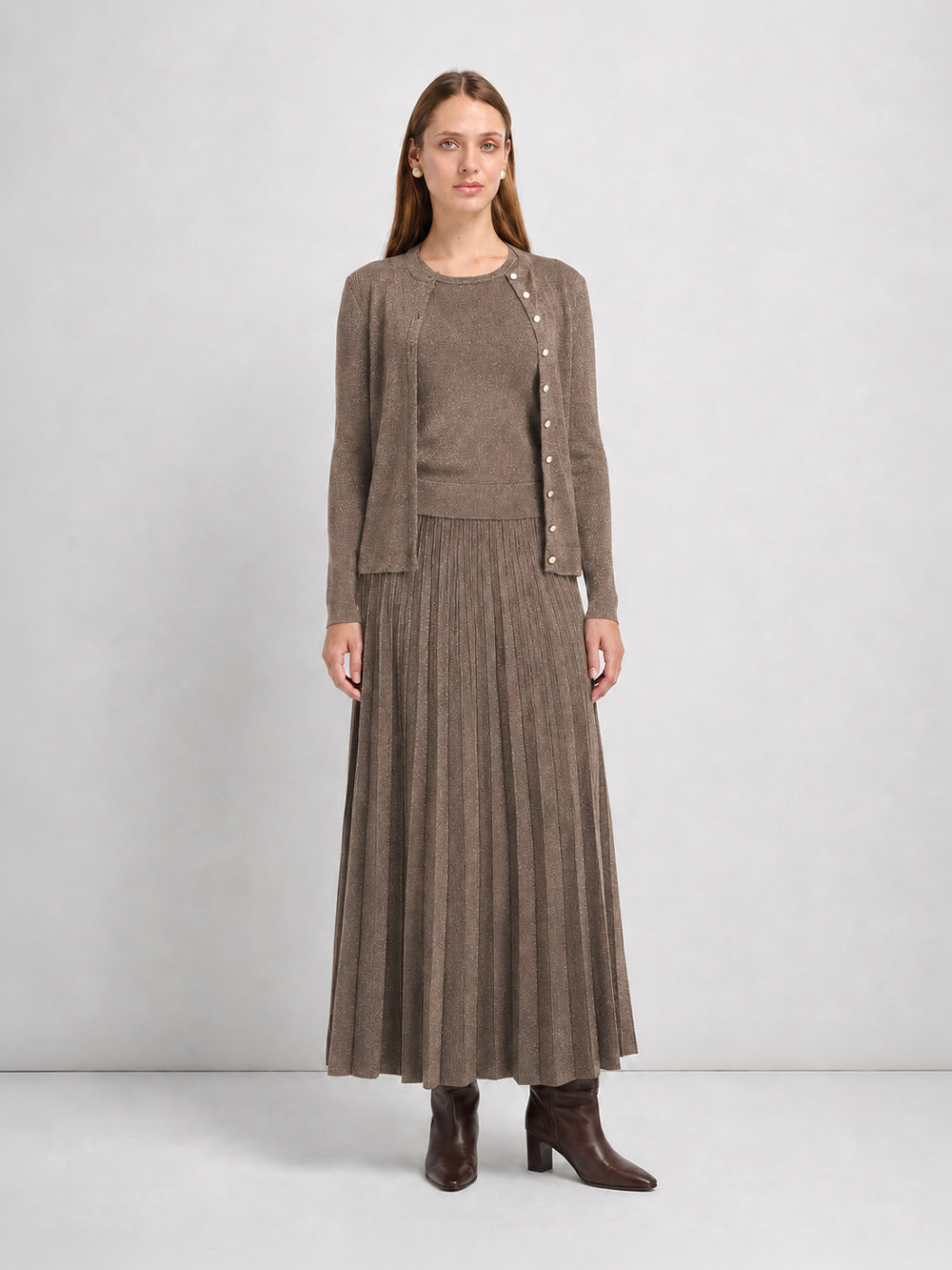 Lurex Cardigan - Brown