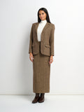 Herringbone Pocket Detail Skirt - Brown/Tan