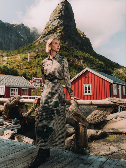 Waisted Maxi Skirt - Olive Floral