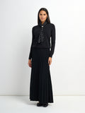 Pleated Knit Maxi Skirt - Black