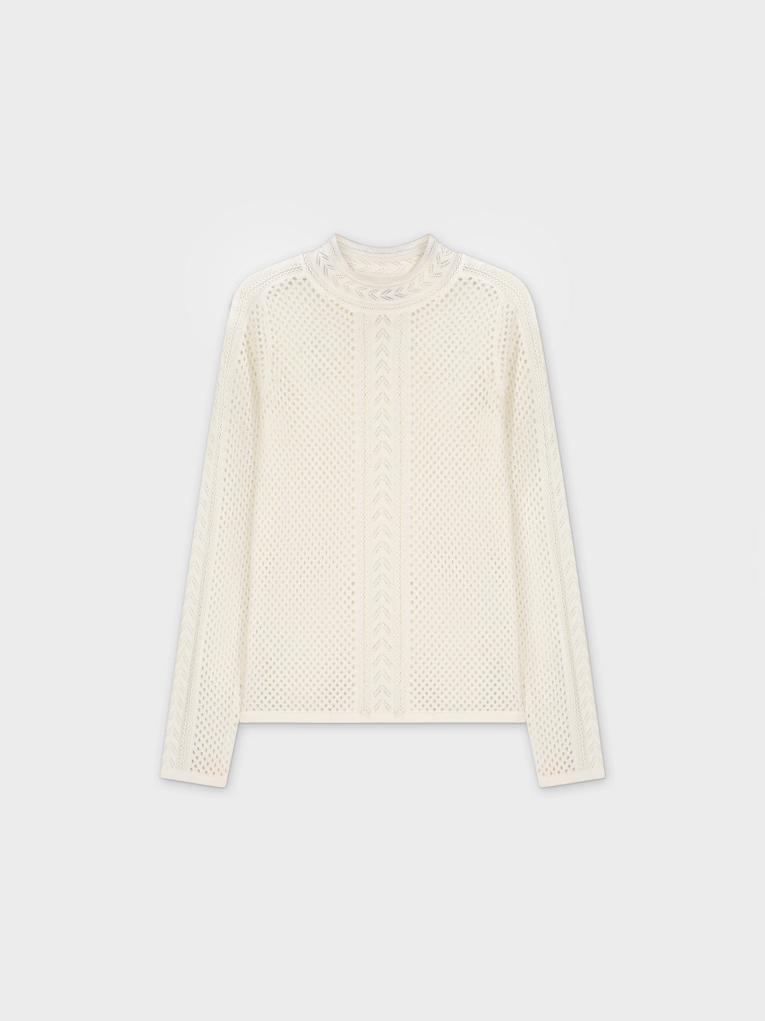 MESH TRIM SWEATER-CREAM