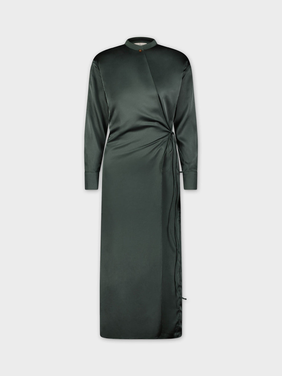 SATIN WRAP DRESS-GREEN