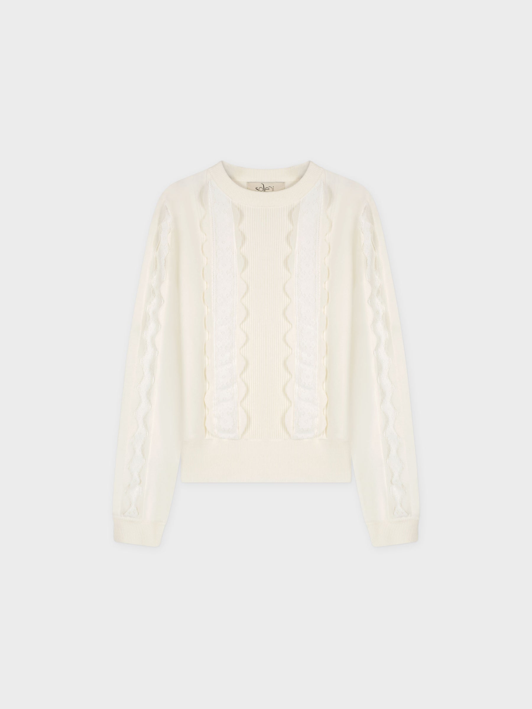 LACE DETAIL SWEATER-CREAM