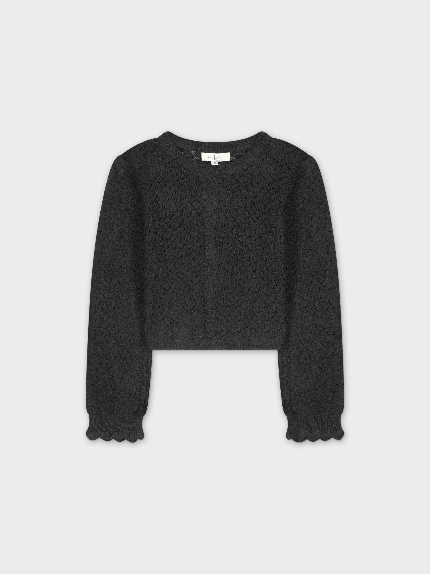 SUÉTER CROCHET CROP-NEGRO