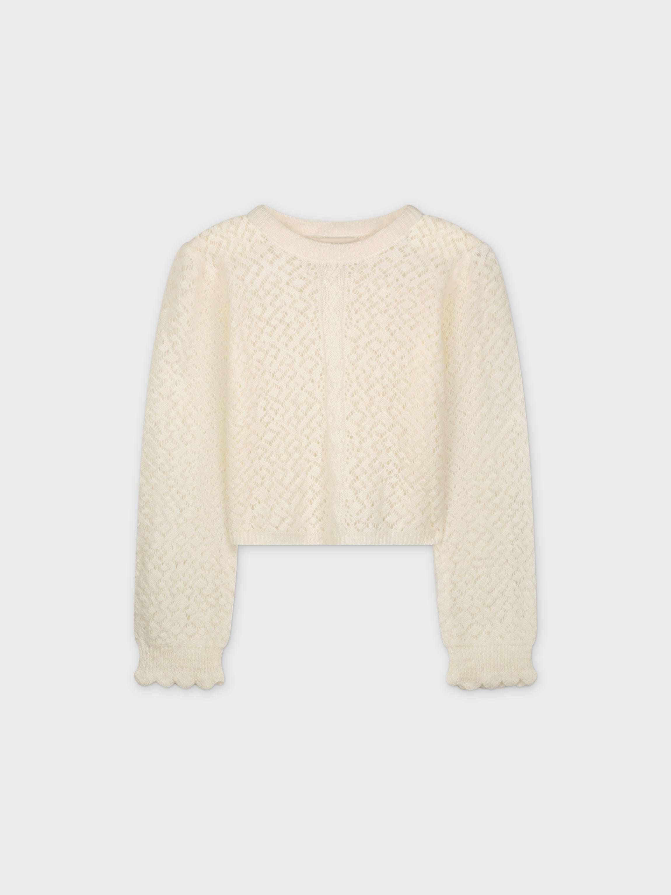 SUÉTER CROCHET CROP-CREMA