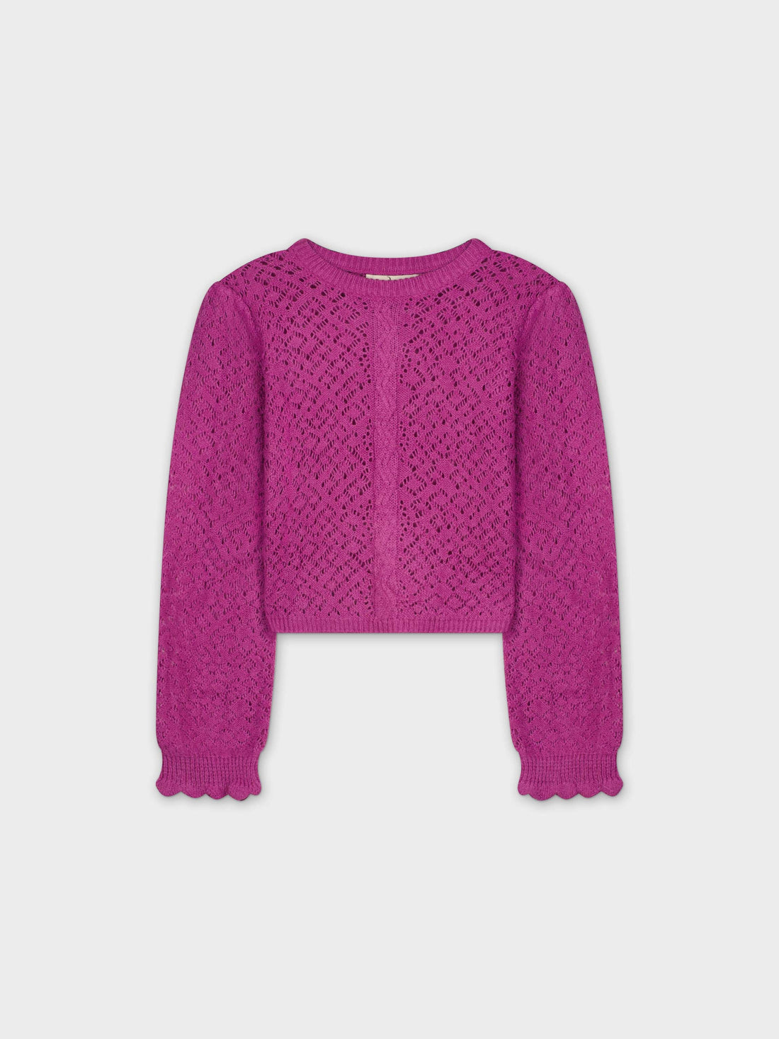 CROCHET CROP SWEATER-MAGENTA