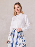 Pintuck Button Down Blouse-White