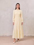Swiss Dot Ruched Top Dress-Creamy Yellow